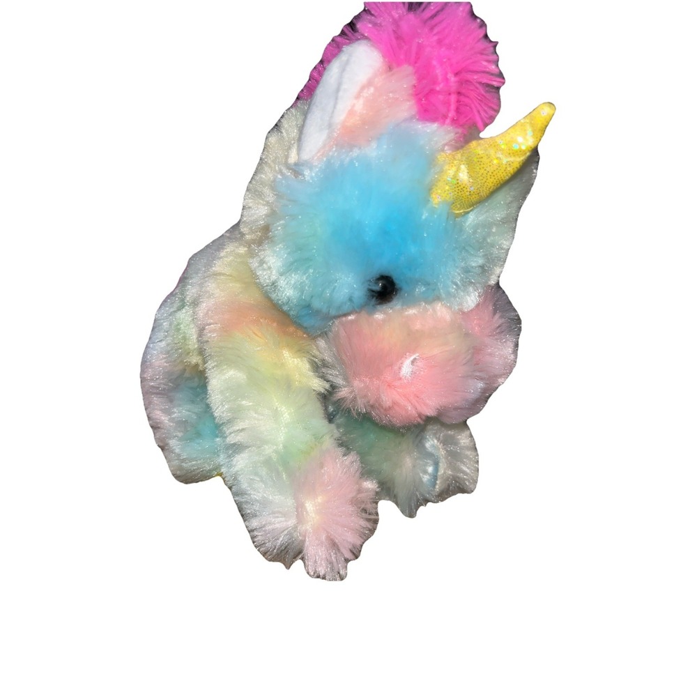 Goffa Rainbow Unicorn 10" Plush Purple Blue Sparkle Horn Stuffed‎ Animal